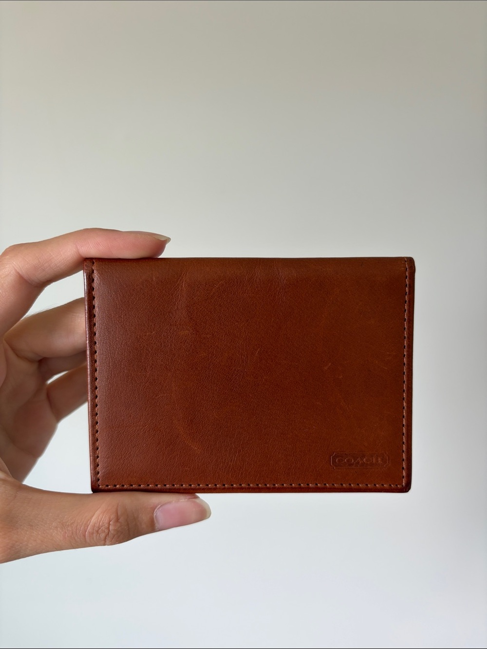Vintage Coach Men's Tan/Brown Leather Card Holder